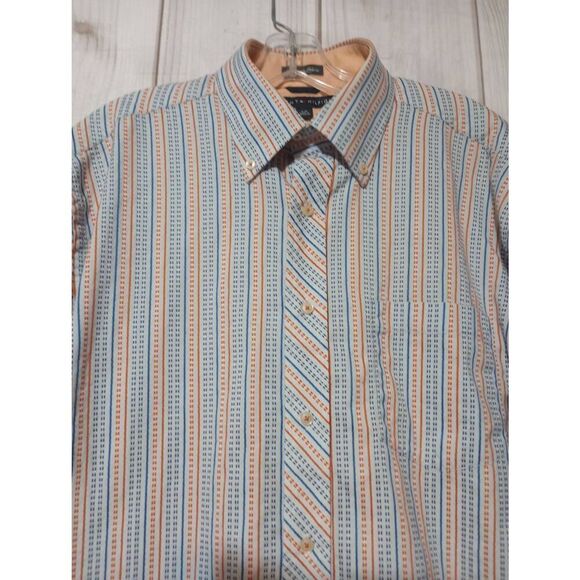 Tommy Hilfiger Shirt Men's Large Orange Button Front Long Sleeve 80s 2 ply‎ - Picture 3 of 9